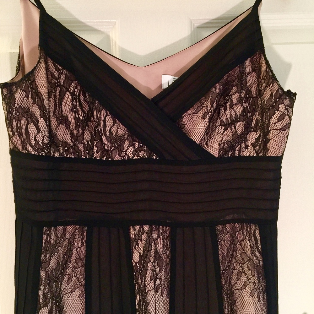 Ann Taylor Loft Cocktail Dress Blush & Black Lace Size 6 EUC